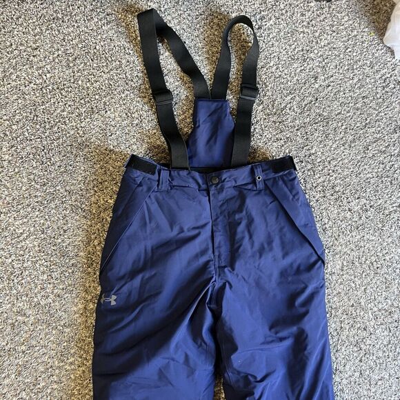 Under Armour Storm Snow Pants Ski Bibs Overall Blue Youths Size XLY NEW - Picture 2 of 7
